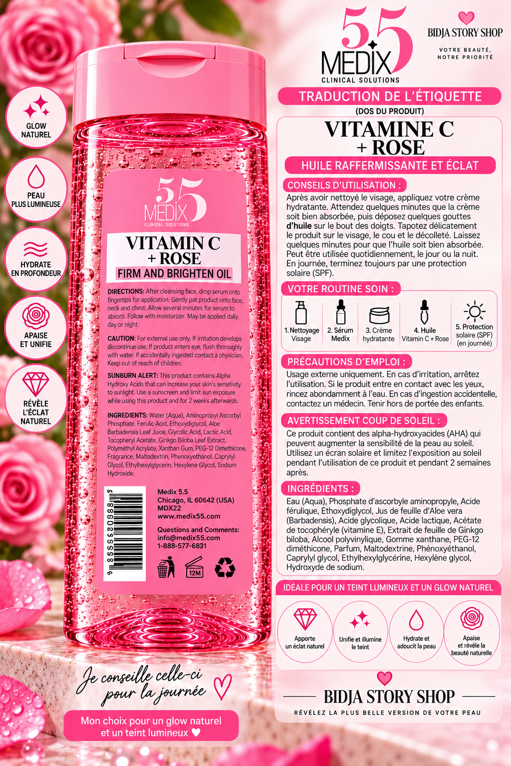 HUILE HYDRATATION Rose —MEDIX 5.5